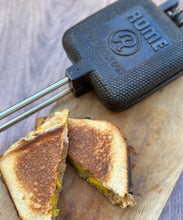 Load image into Gallery viewer, Square Pie Iron with cooked sandwich