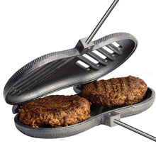 Load image into Gallery viewer, Double Burger Griller Cast Iron - Original By Rome open view with burgers