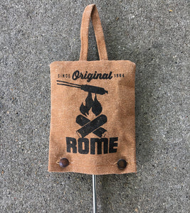 Single Canvas Pie Iron Bag - Original By Rome closeup view of product with pie iron