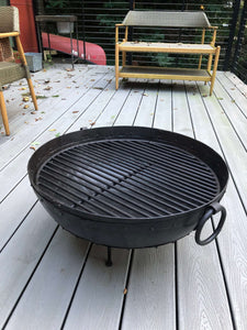 23.5" Dia. Hand Riveted Steel Fire Pit With Grill Grate and Stand Nomadic Grill + Home view 3