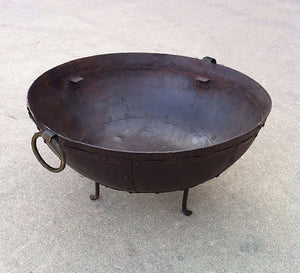 23.5" Dia. Hand Riveted Steel Fire Pit view of firebowl without grate