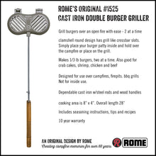 Load image into Gallery viewer, Rome Double Burger Griller full view with informational text
