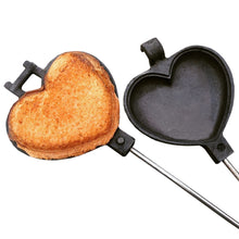 Load image into Gallery viewer, Love Pie Iron unhinged with cooked heart sandwich white background