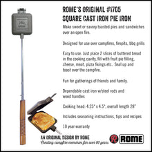 Load image into Gallery viewer, Rome #1705 Square Pie Iron  product information sheet
