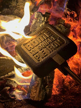 Load image into Gallery viewer, Rome Extra Large Square Pie Iron cooking head close up over wood fire