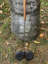 Load image into Gallery viewer, Rome double round pie iron leaning against tree