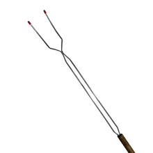 Load image into Gallery viewer, Set of 4 Big Stick Hot Dog &amp; Marshmallow Forks With Gingham Carry Bag