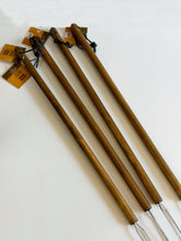 Load image into Gallery viewer, Set of 4 Big Stick Hot Dog &amp; Marshmallow Forks With Gingham Carry Bag