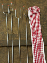 Load image into Gallery viewer, Set of 4 Hot Dog &amp; Marshmallow Forks With Gingham Carry Bag