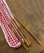 Load image into Gallery viewer, Set of 4 Hot Dog &amp; Marshmallow Forks With Gingham Carry Bag