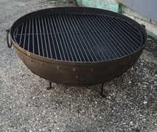 Load image into Gallery viewer, Large 30.5&quot; Dia. Hand Riveted Steel Firebowl Fire Pit From India w/Grill Grate &amp; Stand Nomadic Grill + Home