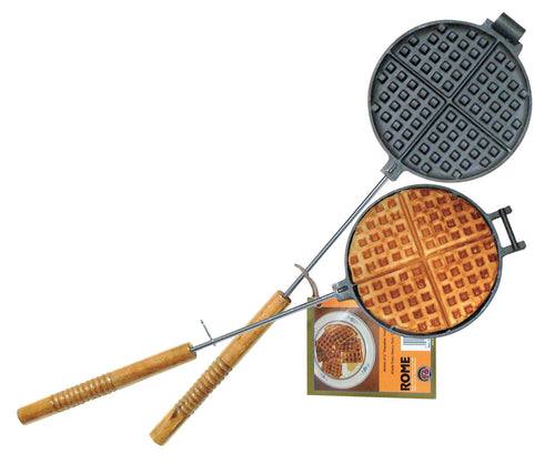 Chuck Wagon Cast Iron Waffle Iron - Original By Rome open view with waffle