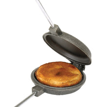 Load image into Gallery viewer, Round Jaffle Cast Iron Pie Iron - Original By Rome - Short Handles Rome open view with sandwich