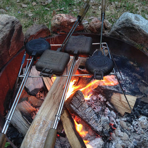 Pie Iron Campfire Stand - Original By Rome product in firepit with pie irons