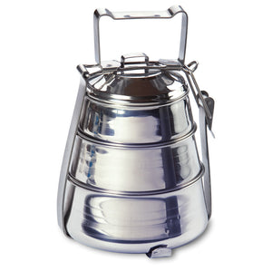 Stainless Steel Tiffin Food Carrier 3 Tier Belly Design, By Rome CLOSEOUT Rome Industries, Inc.