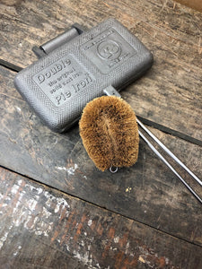 Pie Iron and Cast Iron Tawashi Natural Scrubbing Brush From Japan Kamenoko