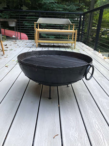 23.5" Dia. Hand Riveted Steel Fire Pit With Grill Grate and Stand Nomadic Grill + Home view 5