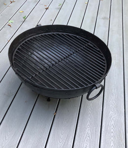 23.5" Dia. Hand Riveted Steel Fire Pit With Grill Grate and Stand Nomadic Grill + Home view 4