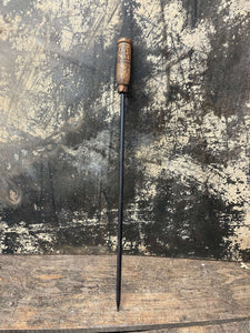 Campfire Poker Wrought Iron With Vintage Wood Handle
