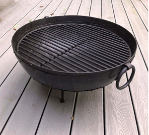 23.5" Dia. Hand Riveted Steel Fire Pit With Grill Grate and Stand Nomadic Grill + Home bottom of firebowl view 6